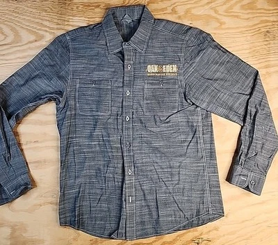 Oak & Eden 威士忌标志灰色长袖纽扣衬衫男式 S 码 — 第 1/4 张图片