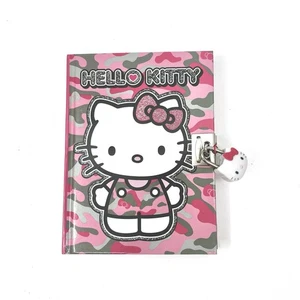 Hello Kitty Camouflage Glitter Lock Journal Diary New Sanrio 2015 - Picture 1 of 6