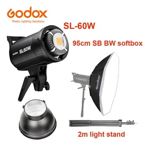 2X Godox SL-60W LED Video Licht (ohne Fernbedienung) +95cm Grid Softbox + Stativ - Bild 1 von 9
