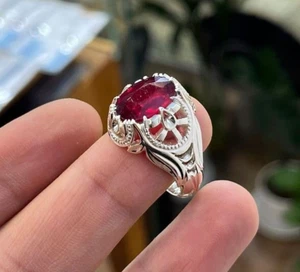 Bague rubis naturel argent sterling 925 fait main Yaqoot ring véritable rubis gemme ring - Photo 1/5