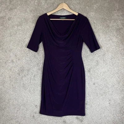 Lauren Ralph Lauren Dress Womens 6 Petite Purple Short Sleeve Stretch- 2731* - Image 1 of 4