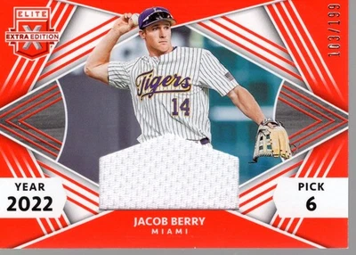2022 Elite Extra Edition First Round Mat Orange #6 Jacob Berry Jersey /199 BB - Image 1 of 2