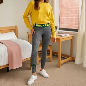 Victoria’s Secret PINK Oregon Ducks Leggings M | Gray Heather Logo Waistband - Picture 1 of 9