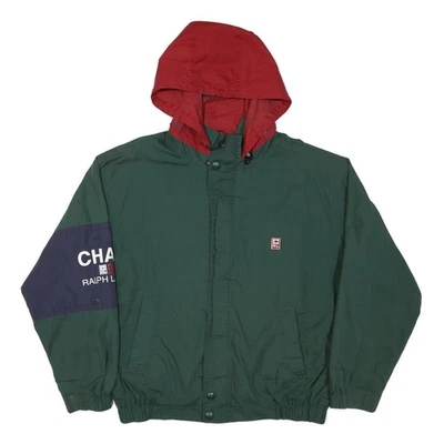 CHAPS RALPH LAUREN Mens Green & Red Lightweight Nylon Hooded Jacket L Zip - Image 1 of 4