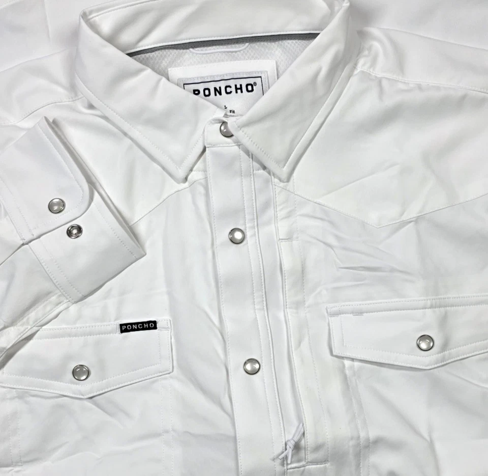 Poncho Camisa Para Hombres L Calce Ajustado Blanco Sólido Ventilado Perla Occidental Pesca a Presión Foto 1 de 4