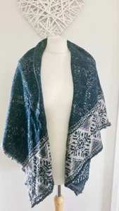 Ladies Womens FatFace Navy Mix Viscose Acrylic Blend Shawl Blanket 125cm - Picture 1 of 4