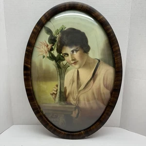 Antiker Bilderrahmen geschwungen Blase konvex Glas Holz oval viktorianisch 21”x15” - Bild 1 von 6