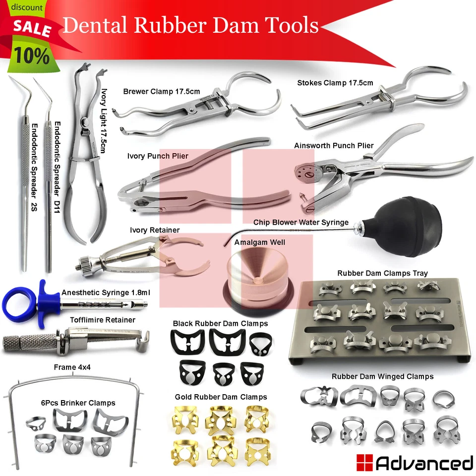 Instrumentos restauradores de presas de goma dental abrazaderas de endodoncia pinzas retenedores  Foto 1 de 1