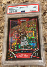 2008 TOPPS BOWMAN CHROME XFRACTOR KEVIN DURANT /299 REFRACTOR SP PSA 9 MINT