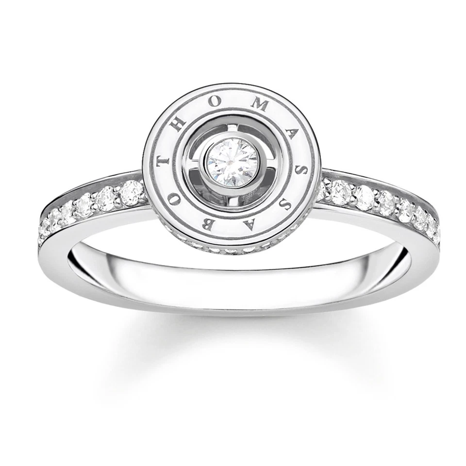 Thomas Sabo Bijoux Bague pour Femme Cercle Avec Blanc Pierres TR2255-051-14 - Photo 1/1