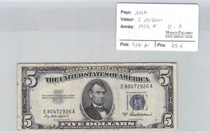 Ticket USA - 5 Dollars - 1935A - Pick 417 A - N° E80472926A - Picture 1 of 2