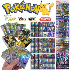 100PCS Pokemon Cards Bundle, Rare Cards TCG Box Charizard Vmax EX V Vstar Cards