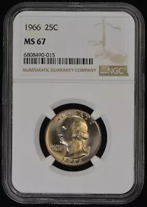 1966 MS 67 NGC United States Washington Quarter - Picture 1 of 2