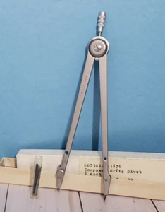 Vintage VEMCO Blue Dot Drafting Compass Instrument USA w/ pencil lead - Picture 1 of 8