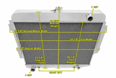 RN Champion 4 Row Radiator for 1966-1969 Dodge Charger Base Big Block V8 Engine Foto 1 de 4