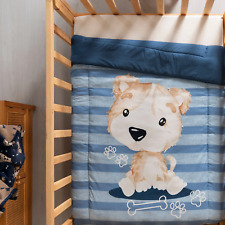 Blue Baby Boy Puppy Print Special Quilt Baby Comforter Set