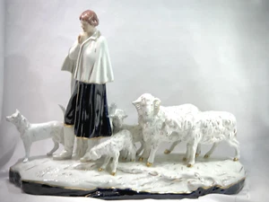 Vintage Royal Dux Bohemia Shepherd with Sheep & Dog  22161  Porcelain Sculpture - Picture 1 of 10