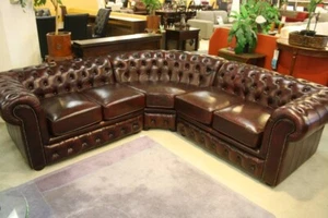 A Modular Corner Chesterfield Suite 100% Leather 5 Year Warranty - Picture 1 of 9