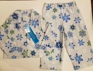 Nuevo con etiquetas The Company Store 2 piezas Juego de pijama copo de nieve franela azul niño talla 2T - Imagen 1 de 6