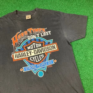 Vintage 3D Emblem Harley Davidson Shirt Mens L Black 1991 Fort Worth Texas 90s - Picture 1 of 12