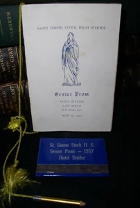 Saint Simon Stock High School, NYC ~ 1957 Abschlussballprogramm und Streichholzheftchen für Senioren - Bild 1 von 3