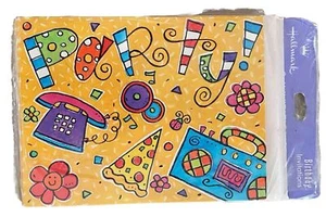 Hallmark 2 Sets of 8 New Birthday Party Mail Invitations Vintage Boombox Retro - Picture 1 of 5