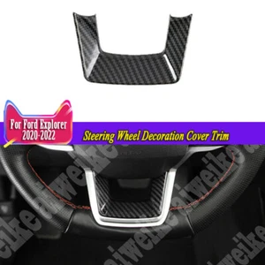 1x Carbon Fiber Steering Wheel Decoration Cover Trim For Ford Explorer 2020-2024 - Picture 1 of 4