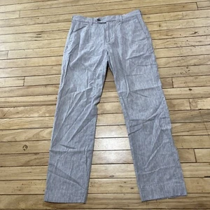 Club Monaco New York Linen Pants Women 29/30 Light Blue Gray Preppy Chino 30x28 - Picture 1 of 22