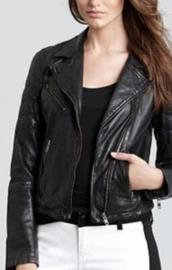 Aqua Moto Genuine Leather biker Jacket - 100% Exclusive for Bloomingdale's - Picture 1 of 12