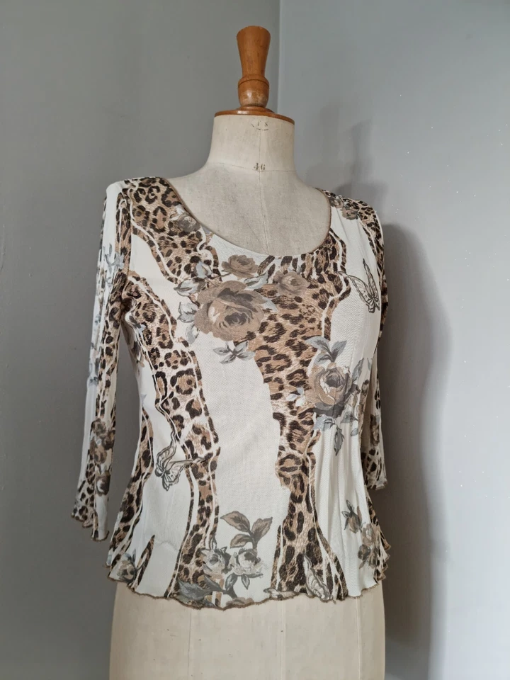 FUEGO : SUPERBE TEE SHIRT TATOO MESH DOUBLÉ PANTHERE ET FLEURS - Photo 1/4