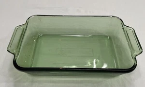 Vintage Anchor Hocking 6x9" Smaragd Olivgrün Glas Kasserolle Backform 1 QT - Bild 1 von 5