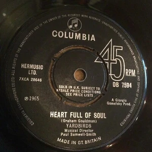 60'S BRIT BEAT - YARDBIRDS - HEART FULL OF SOUL / STEELED BLUES - COLUMBIA 45 - Picture 1 of 2