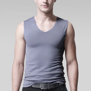 Men Combed Cotton Seamless Sport Undershirt Vest Soft Absorbent Stretch Tank Top - Picture 1 of 16