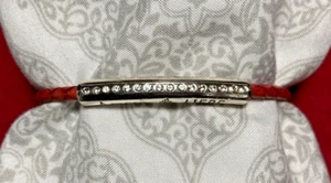 Brighton Valentine Amour Love Engrave Red Leather Silver Rhinestone Bracelet - Picture 1 of 22
