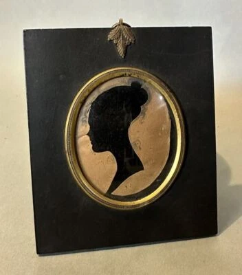 Antique Georgian Silhouette of Young Lady Framed 19th C - Image 1 of 4