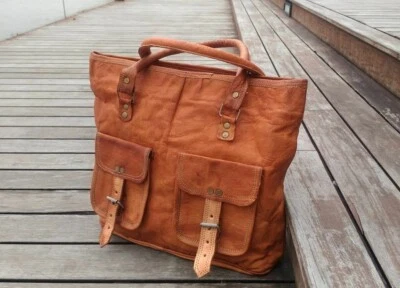 Bolso de Mano Vintage Hecho a Mano de Cuero Real - Elegante Cartera Shopper para Mujer Foto 1 de 4