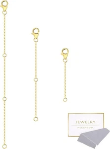Paquete de 3 cadenas extensoras de collar de oro de 14K con langosta para collares pulsera tobillera - Imagen 1 de 7