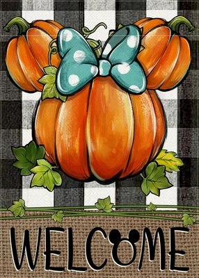 Welcome Fall Pumpkin Decorative Garden Flag, Autumn Thanksgiving Buffalo  Check  - Image 1 of 4