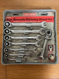 Vintage Craftsman 8Pc 8-18MM Metric Reversible Ratcheting Wrench Set 42405 USA - Foto 1 di 3