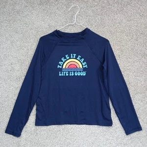 Life Is Good SunShirt Kids XL Blue Take It Easy Long Sleeve Beach Waves UPF 50 - Picture 1 of 8