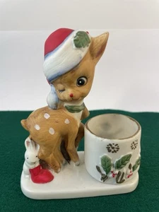 Candelabro votivo de colección Jasco Holiday Little Reindeer 1978 - Imagen 1 de 4