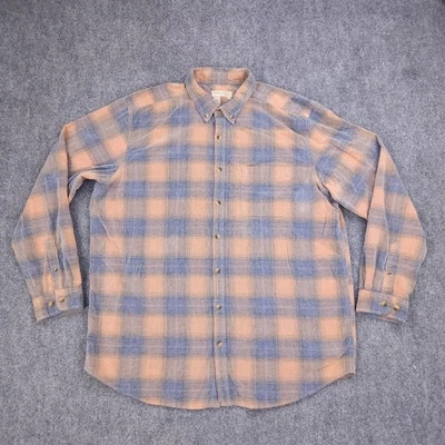 Territory Ahead 衬衫男式 XXL 高 2XLT 橙色蓝色灯芯绒格子纽扣 — 第 1/4 张图片