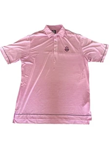 Footjoy Polo Golf Collared Shirt Mens Oaks Sz Large L Pink Striped - Picture 1 of 9