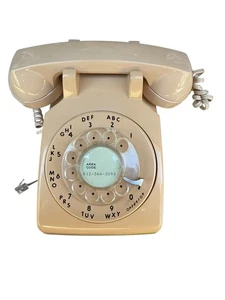 Vintage ITT Rotary Desktop Dial Phone Beige Tan Untested Cord Included RETRO - Picture 1 of 8