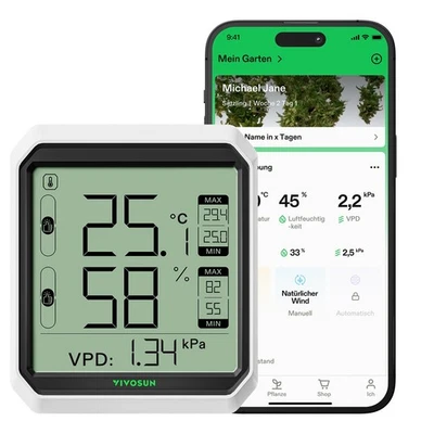 VIVOSUN AeroLab Hygrometer Thermometer Luftfeuchtigkeit Temperaturmessgerät - Bild 1 von 4