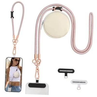 Cordón de teléfono celular para iPhone, bandolera correa de teléfono y teléfono muñeca oro rosa Foto 1 de 4