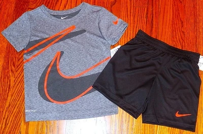 NIKE SPORT AUTHENTIC TODDLERS BOYS ORIGINAL BRAND NEW 2Pc SHORTS SET Size 4, NWT - Image 1 of 3