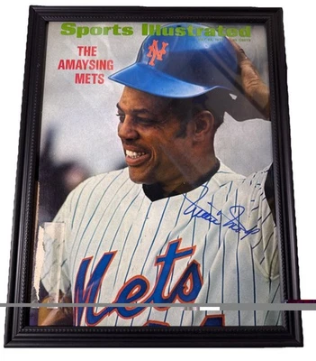 Willie Mays Mets Firmado Sports Illustrated 22 de Mayo 1972 Solo Cubierta - Enmarcado Foto 1 de 4