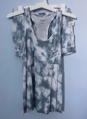 Women’s Alfani Intimates White Stripe Tye Dye Shorts Pajama Set XS - Image 1 of 4