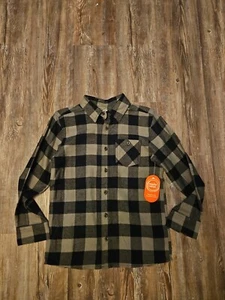 NWT Wonder Nation Boy's Plaid Flannel Long Sleeve Button Down Shirt Large 10-12 - Picture 1 of 5